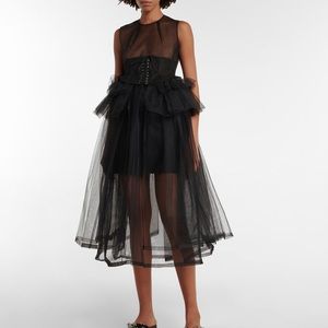 NOIR KEI NINOMIYA
Corset ruffled tulle midi dress XS